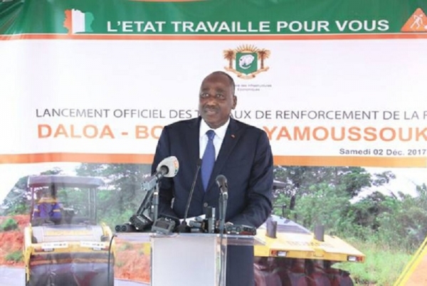 Le premier ministre lance les travaux de réhabilitation du tronçon Yamoussoukro-Bouaflé-Daloa