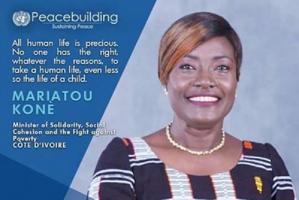 La ministre Mariatou Koné distinguée par l’ONU, pour ses actions en faveur de la paix
