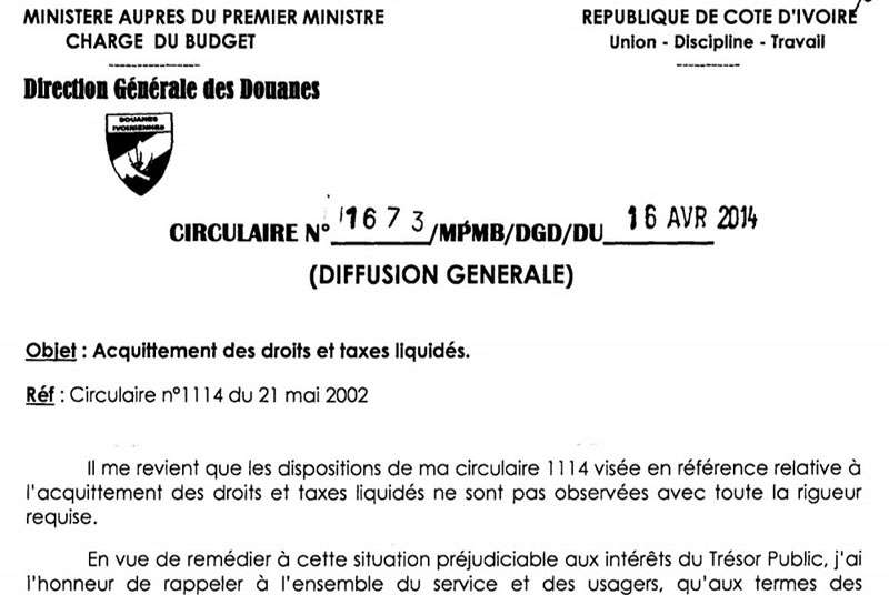 Acquittement des droits et taxes